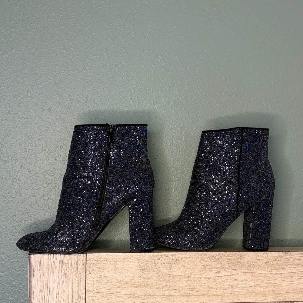 Purple Glitter Ankle Boots